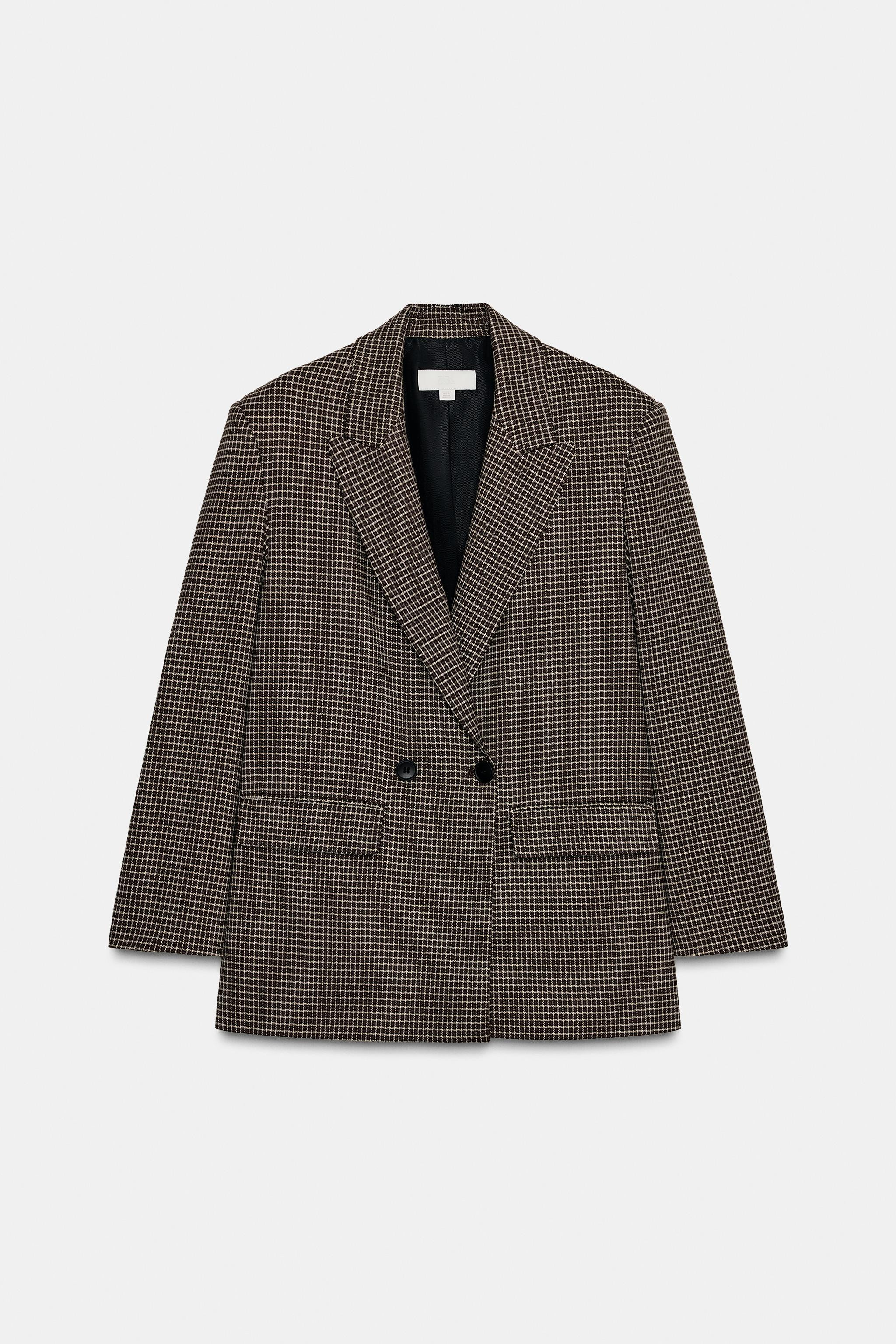 OVERSIZE DOUBLE-BREASTED CHECK BLAZER | Zara AU