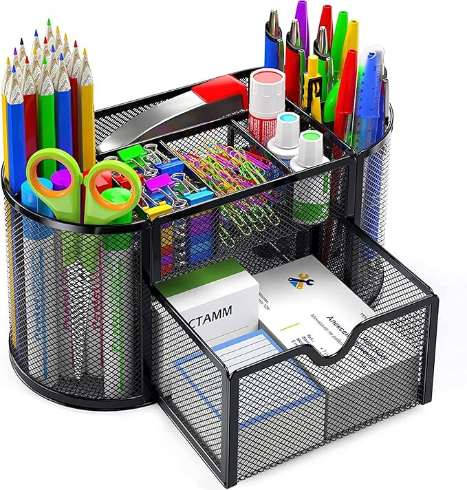 Pipishell Desk Organizer Mesh Desktop Office Supplies Multi-functional Caddy Pen Holder Stationer... | Amazon (US)