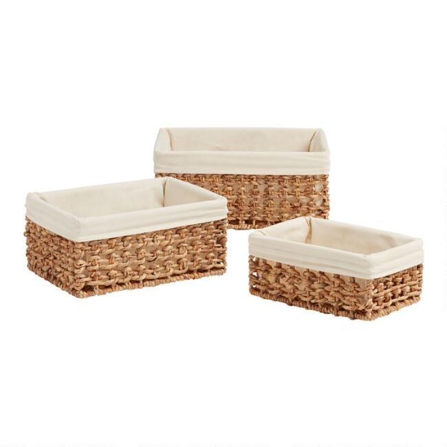 Natural Hyacinth Coiled Cooper Utility Basket with Liner | World Market