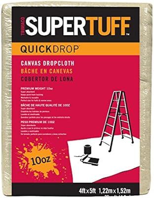 Trimaco SuperTuff 10 oz thick Heavyweight Canvas Drop Cloth, 4-feet x 5-feet | Amazon (US)