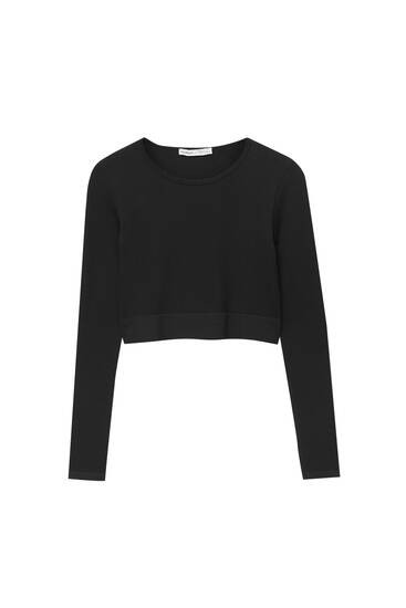 Naadloos cropped T-shirt met lange mouw | PULL and BEAR NL