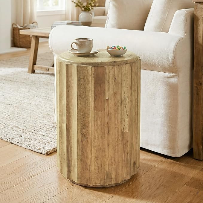 Round Side Table,Coffee Table Rustic Console,End Tables for Small Space,Couch Sofa for Living Roo... | Amazon (US)