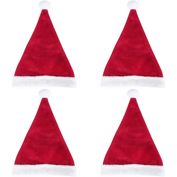 Holiday Time Child Size Classic Bright Red & White Christmas Santa Hat, Set of 4 - Walmart.com | Walmart (US)