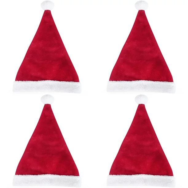 Holiday Time Child Size Classic Bright Red & White Christmas Santa Hat, Set of 4 - Walmart.com | Walmart (US)