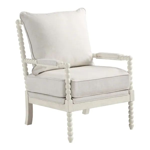 Kaylee Spindle Chair in Fabric with White Frame - Linen | Bed Bath & Beyond