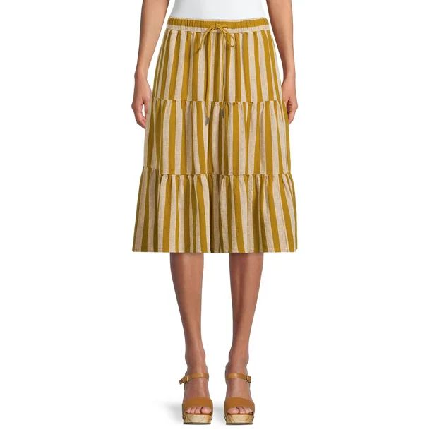 The Get Women's Juniors Pull-on Tiered Midi Skirt - Walmart.com | Walmart (US)