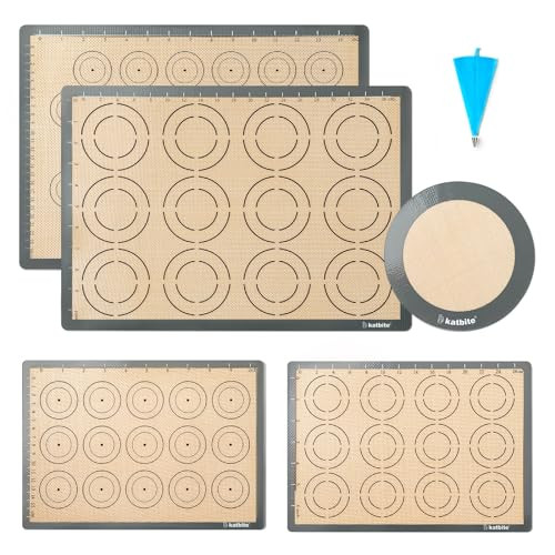 Silicone Baking Mat Set of 5, Katbite Food Grade Non-stick Reusable Cookie Sheet Bakeware Mats for Making Macaron, Cookie, Pizza, Pastry | Amazon (US)