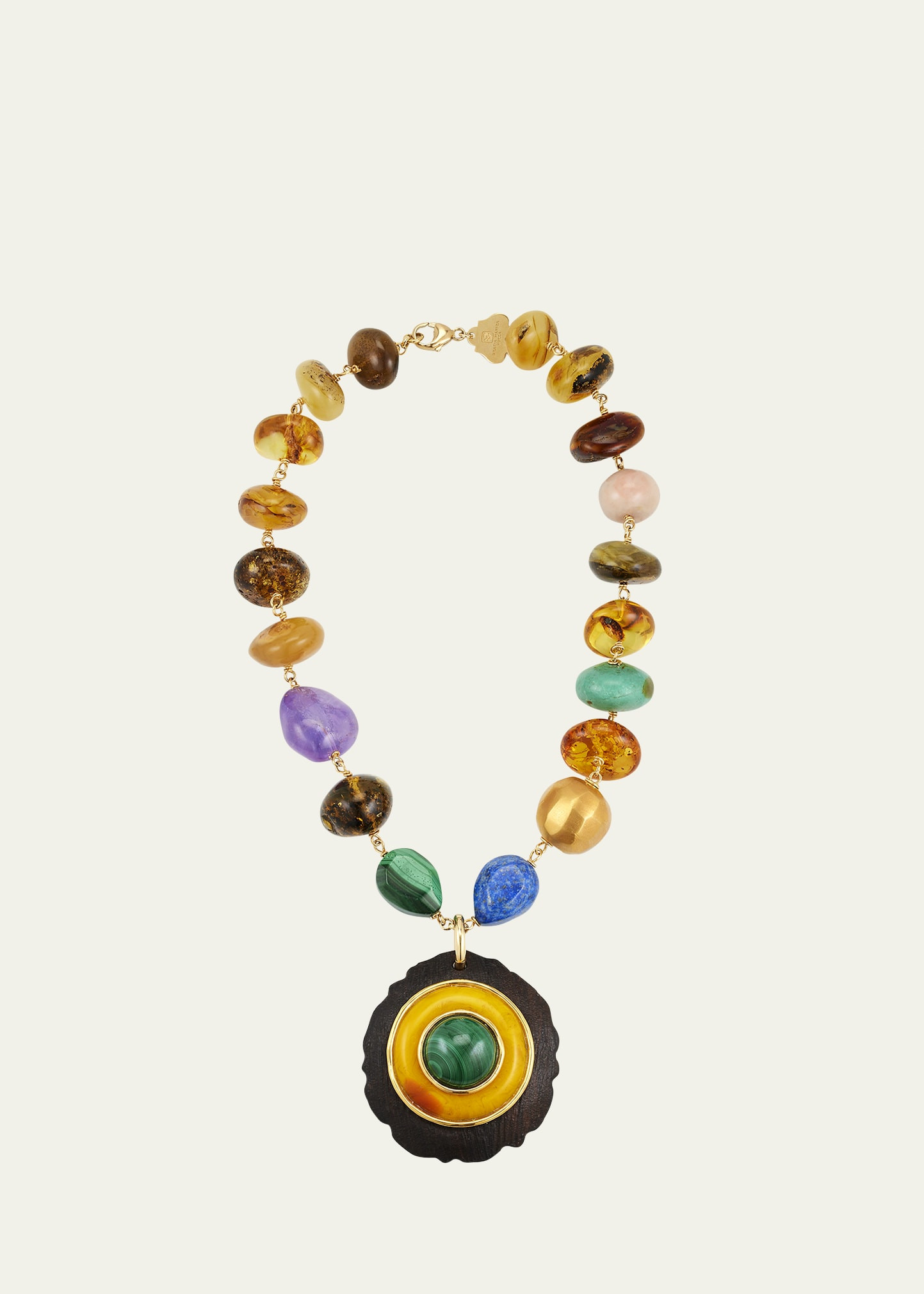 Grazia And Marica Vozza Multi Stone Necklace with Ebony and Amber Charm | Bergdorf Goodman