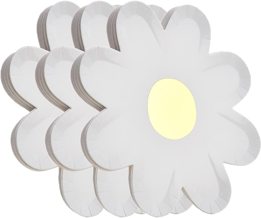 30 Pieces Daisy Flower Shape Disposable Plates 7inch Paper Plates Party Tableware Daisy Food Tray... | Amazon (US)