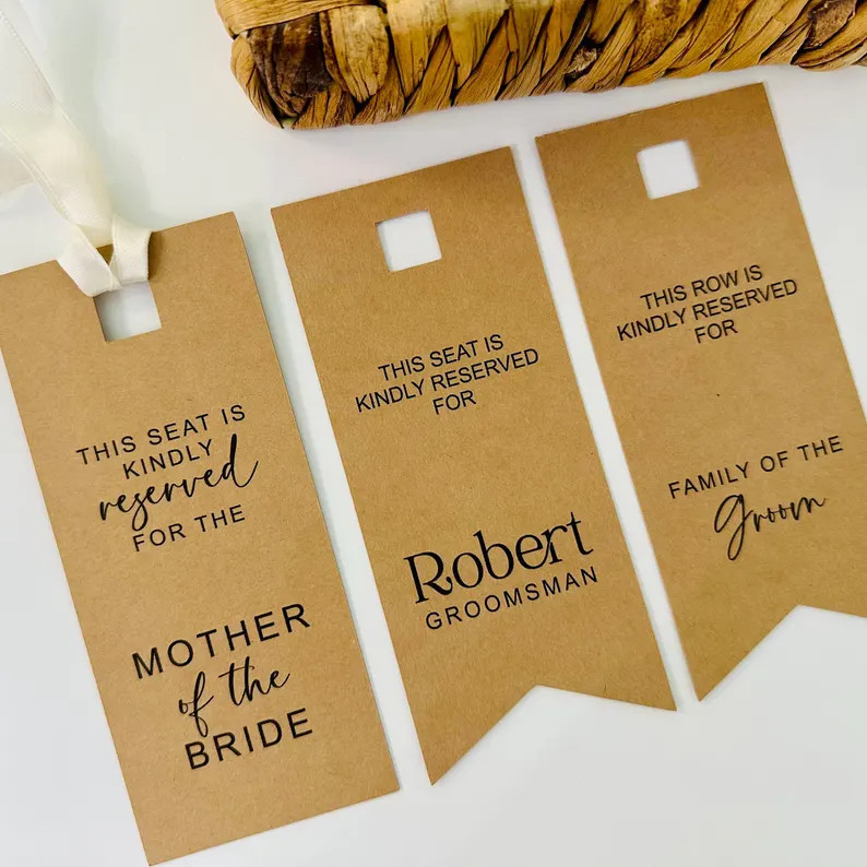 Wedding Reserved Seating Sign Place Cards, Custom Chair Hang Tags - Etsy | Etsy (US)