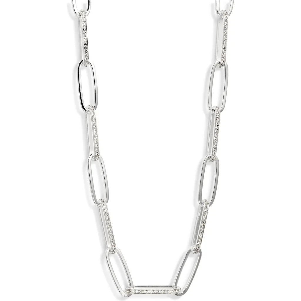 Nordstrom Rhinestone Paper Clip Chain Necklace in Clear- Silver at Nordstrom Rack | Nordstrom Rack