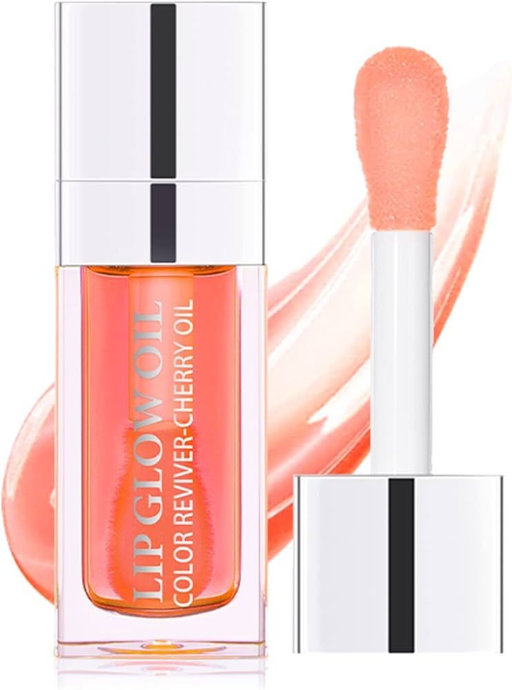 Lip Oil, Hydrating Lip Gloss Tinted Lip Balm Transparent Lip Care, Big Brush Head Glitter Shine, ... | Amazon (US)