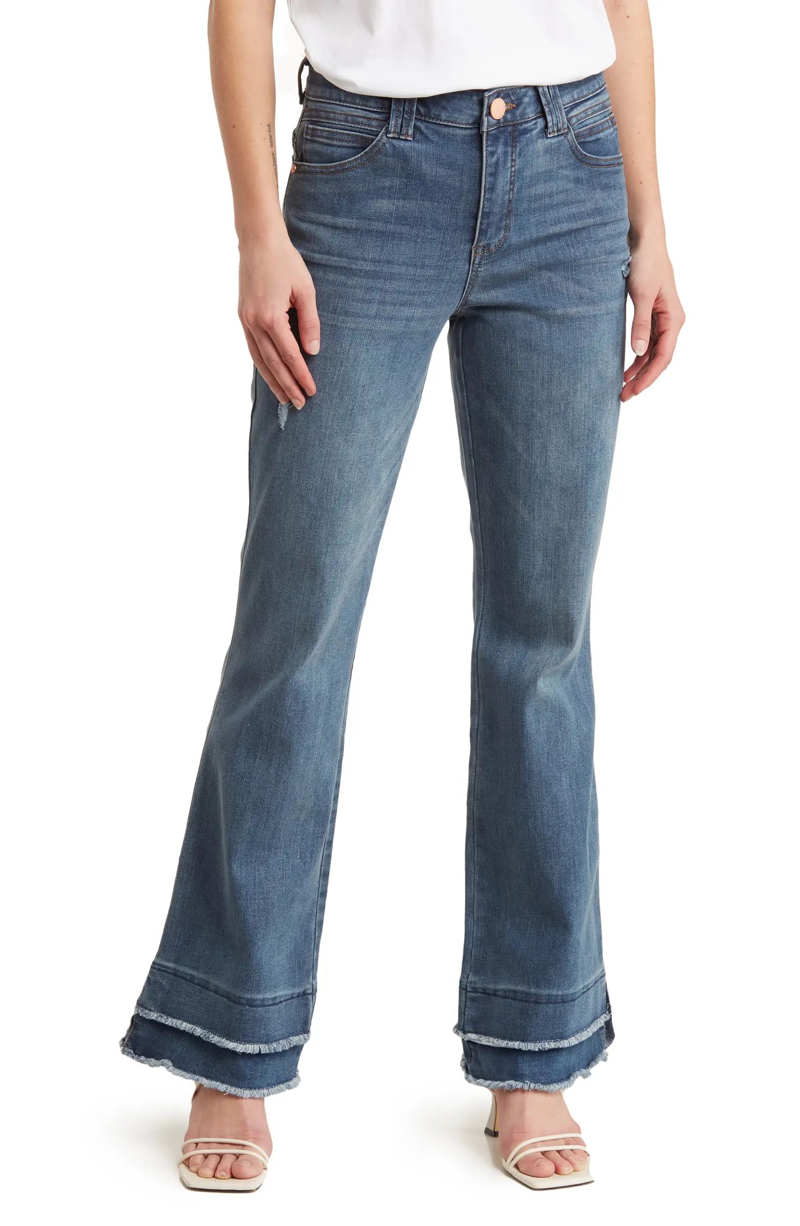 AB Tech High Waist Fray Hem Flare Leg Jeans | Nordstrom Rack