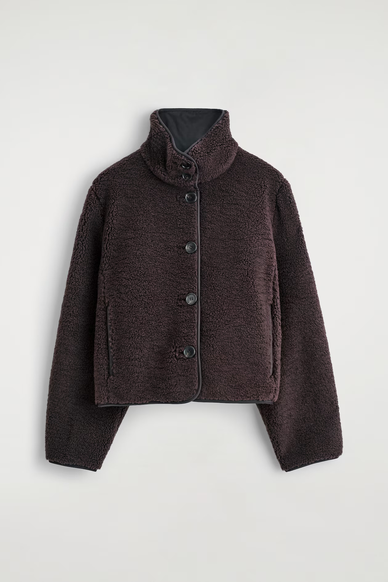FUNNEL-NECK TEDDY JACKET - DARK BROWN | COS GB | COS UK