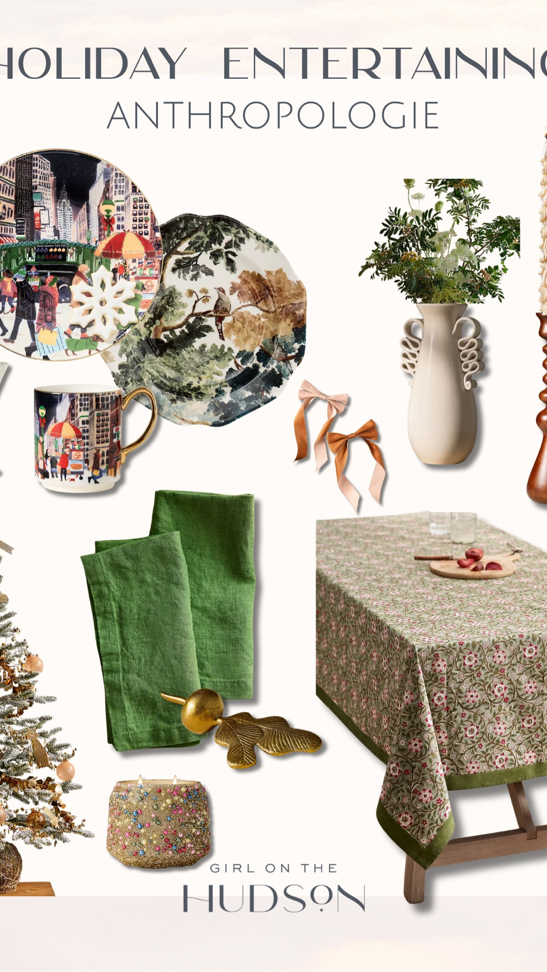 Already thinking about holiday entertaining, and Anthropologie has the prettiest pieces this year! I love mixing festive dinnerware, colorful glassware, rich green linens, and whimsical Christmas accents to create a table that feels special for holiday gatherings. So many beautiful finds for hosting from Thanksgiving through Christmas!

Anthropologie holiday decor, Anthropologie home, holiday entertaining, Christmas tablescape, holiday table decor, festive dinnerware, Christmas serving pieces, holiday glassware, green linen napkins, Christmas tablecloth, holiday hosting essentials, Thanksgiving entertaining, Christmas home decor, girlonthehudson
