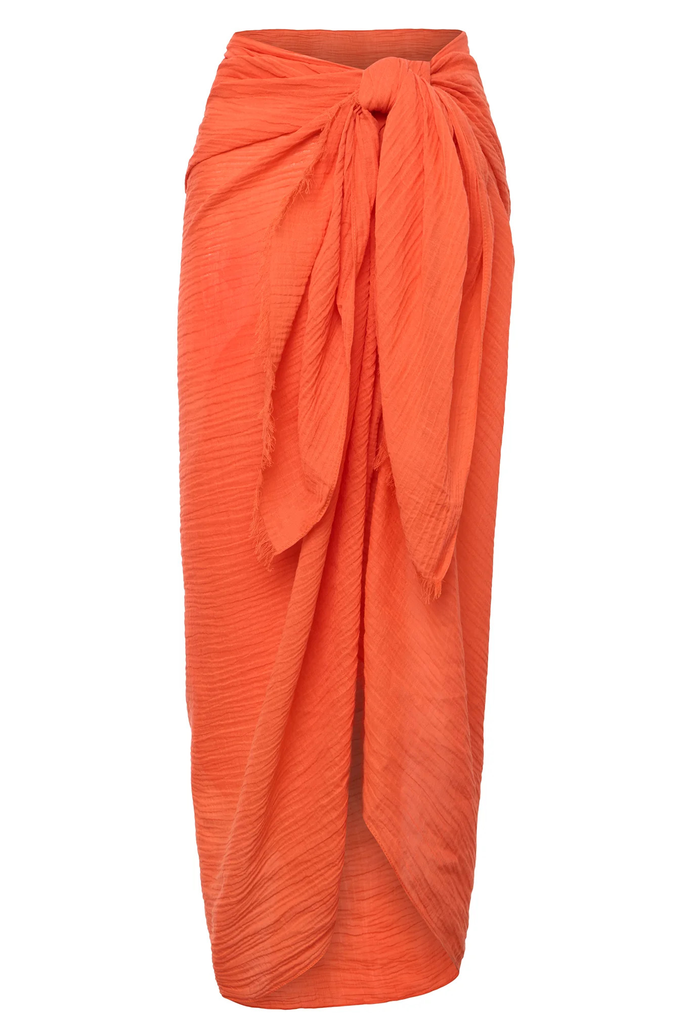 St. Tropez Sarong - Papaya Crinkle Linen | Monday Swimwear