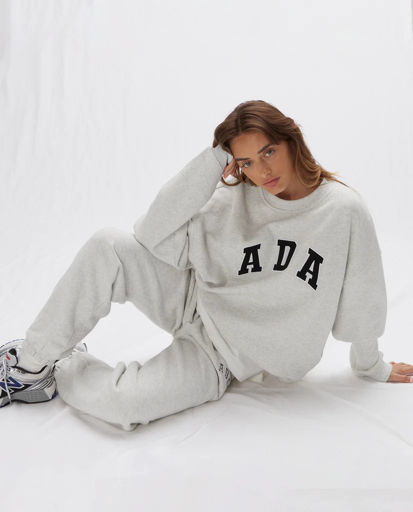 ADA Oversized Sweatshirt - Light Grey Melange | Adanola UK