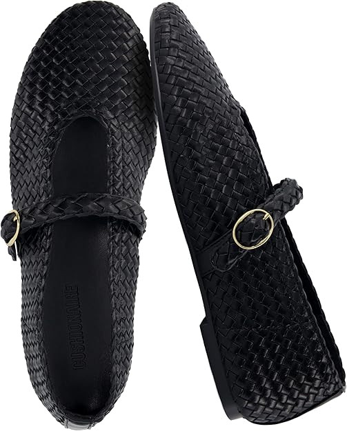 CUSHIONAIRE Bistro Mary Jane Flats for Women, Woven Ballet Flats Shoes with Strap and Memory Foam... | Amazon (US)