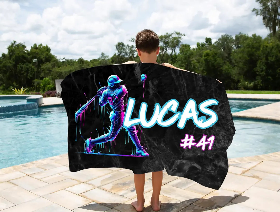 Baseball Drip, Ice Cream Drip Towel, Baseball Drip Beach Towel, Softball Towel, Drip Beach Towel,... | Etsy (US)