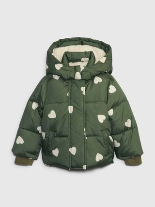 Toddler 100% Recycled Heart Puffer Jacket | Gap (US)