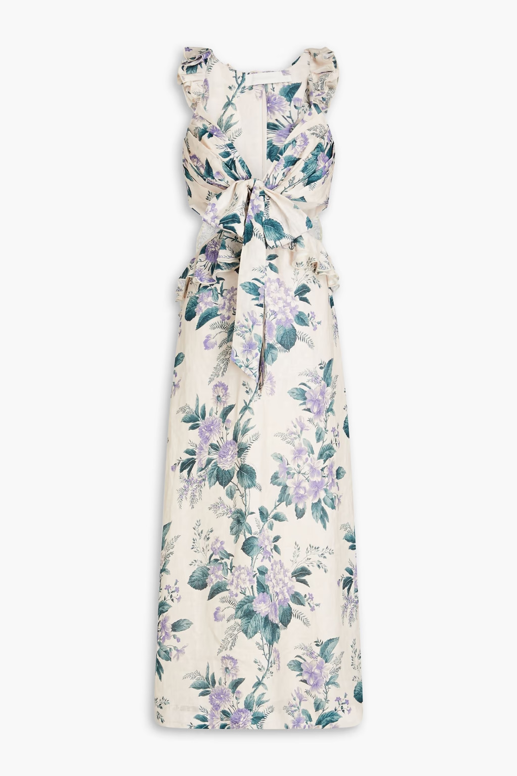Cream Cassia ruffled floral-print linen midi dress | ZIMMERMANN | THE OUTNET | The Outnet (APAC)