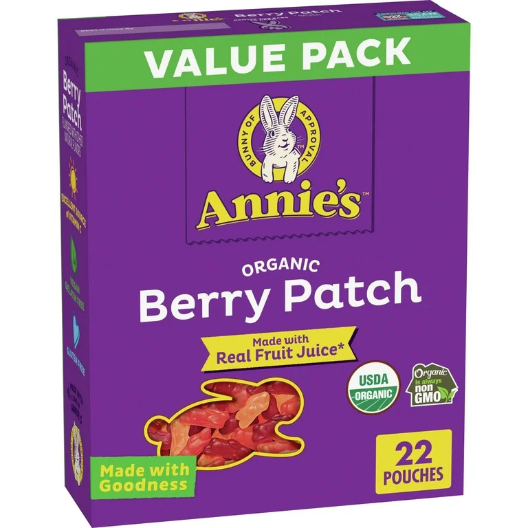Annie's Organic Berry Patch Bunny Fruit Flavored Snacks, Value Pack, 22 Pouches, 15.4 oz. | Walmart (US)