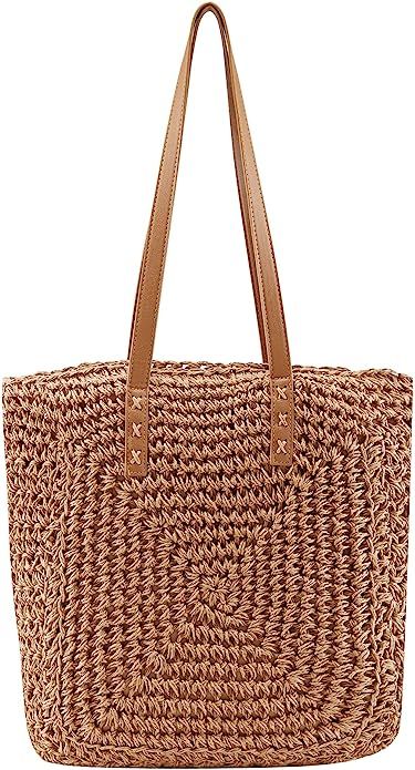 Ayliss Women Straw Shoulder Handbag Tote Shoulder Bag Summer Beach Woven Handmade Weaving Casual ... | Amazon (US)