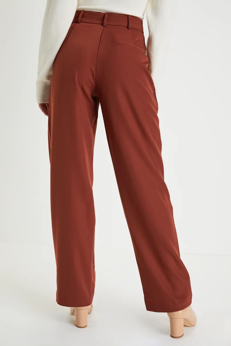 Sophisticated Babe Rust High-Rise Straight Leg Trouser Pants | Lulus (US)