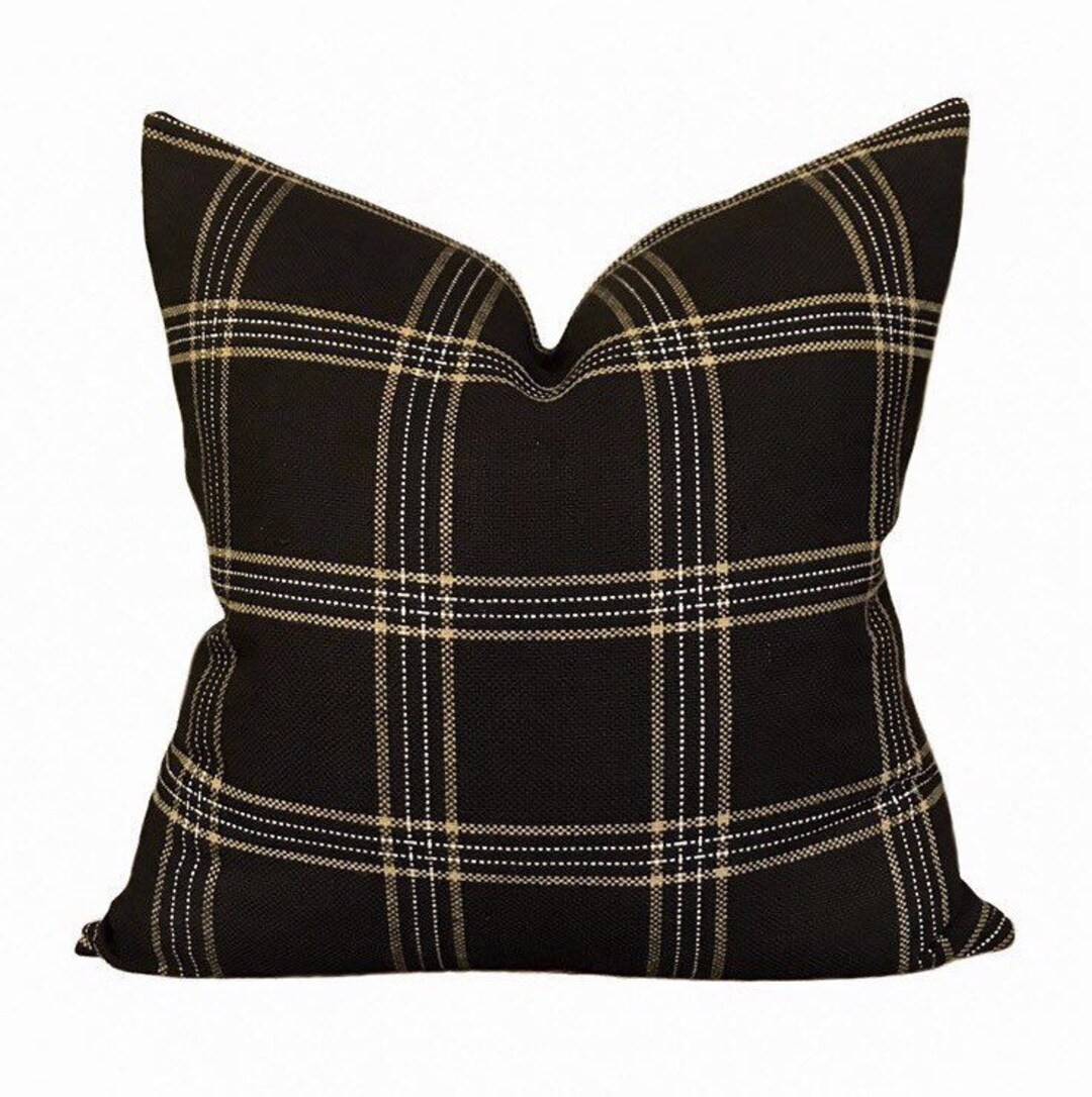 Kufri Dundee Plaid Pillow in Black Sand and Natural // Black - Etsy | Etsy (US)