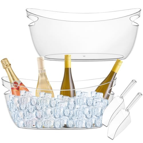 2 PCS Clear Ice Bucket Set - 5L Ice Buckets for Parties with Ice Bucket Scoop, Champagne Beer Tub Wine Beverage Bucket for Cocktail Bar, Parties, and Events | Amazon (US)
