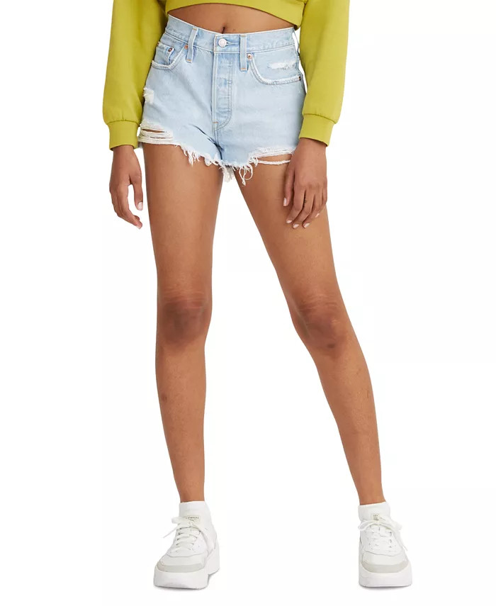 Women's 501 Cotton High-Rise Denim Shorts | Macys (US)