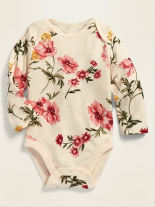 Printed Long-Sleeve Rib-Knit Bodysuit for Baby