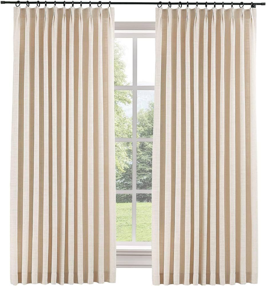 ChadMade 72" W x 96" L Polyester Linen Drape with Blackout Lining Pinch Pleat Curtain for Sliding... | Amazon (US)