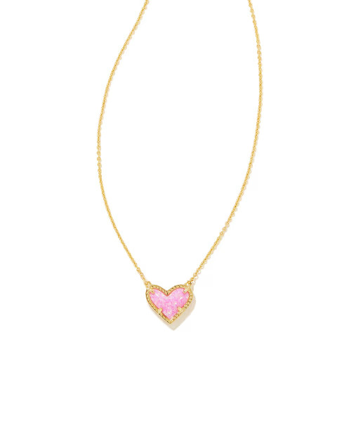 Ari Heart Gold Pendant Necklace in Bubblegum Pink Kyocera Opal | Kendra Scott | Kendra Scott