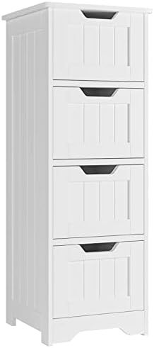 FOTOSOK Bathroom Storage Cabinet, Side Cabinet with 4 Drawers, 11.8” x 11.8” x 32.5” Freest... | Amazon (US)