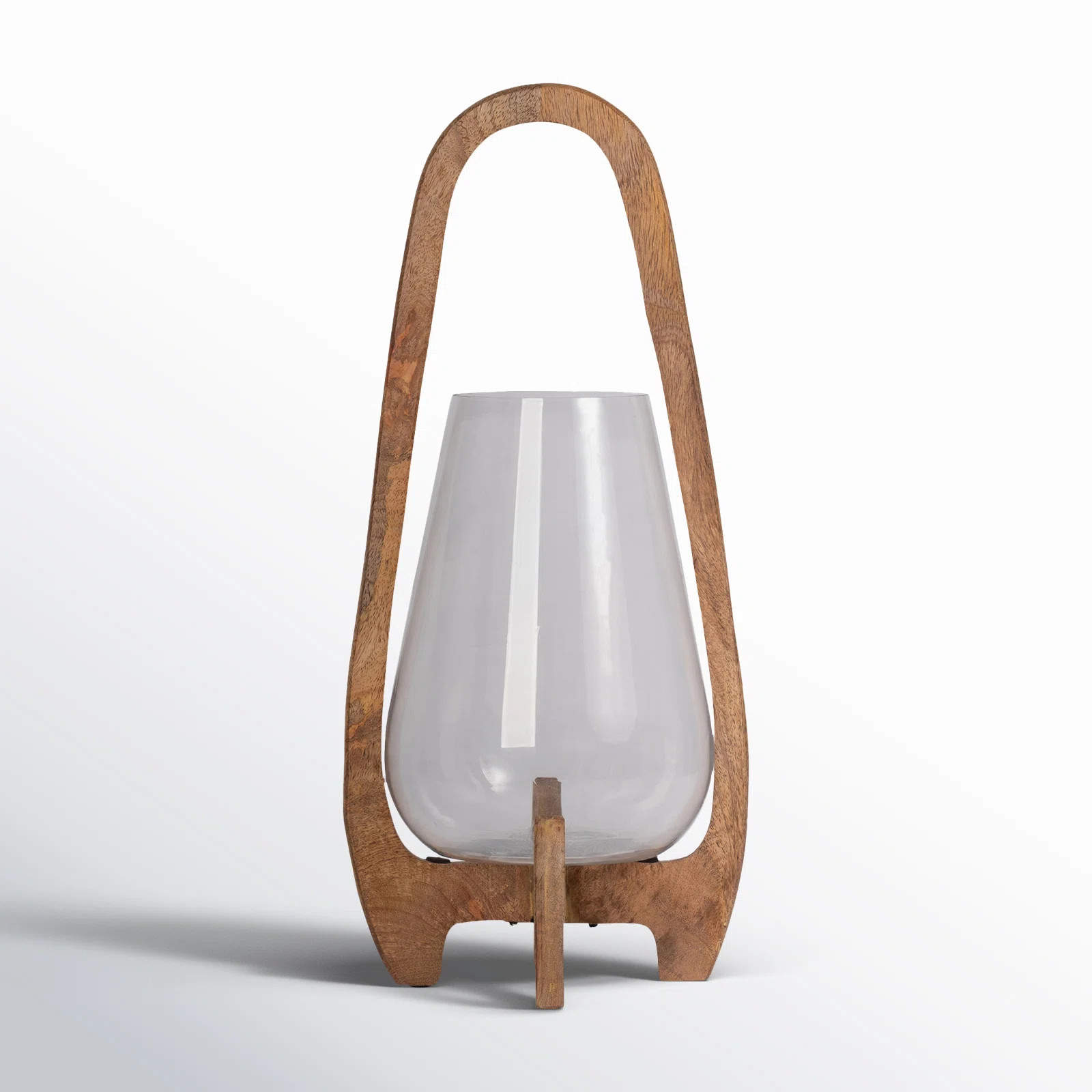 Joss & Main Sculpted Wood Glass Hurricane Lantern, For Decorative Use, Mango Wood and Glass & Rev... | Wayfair North America