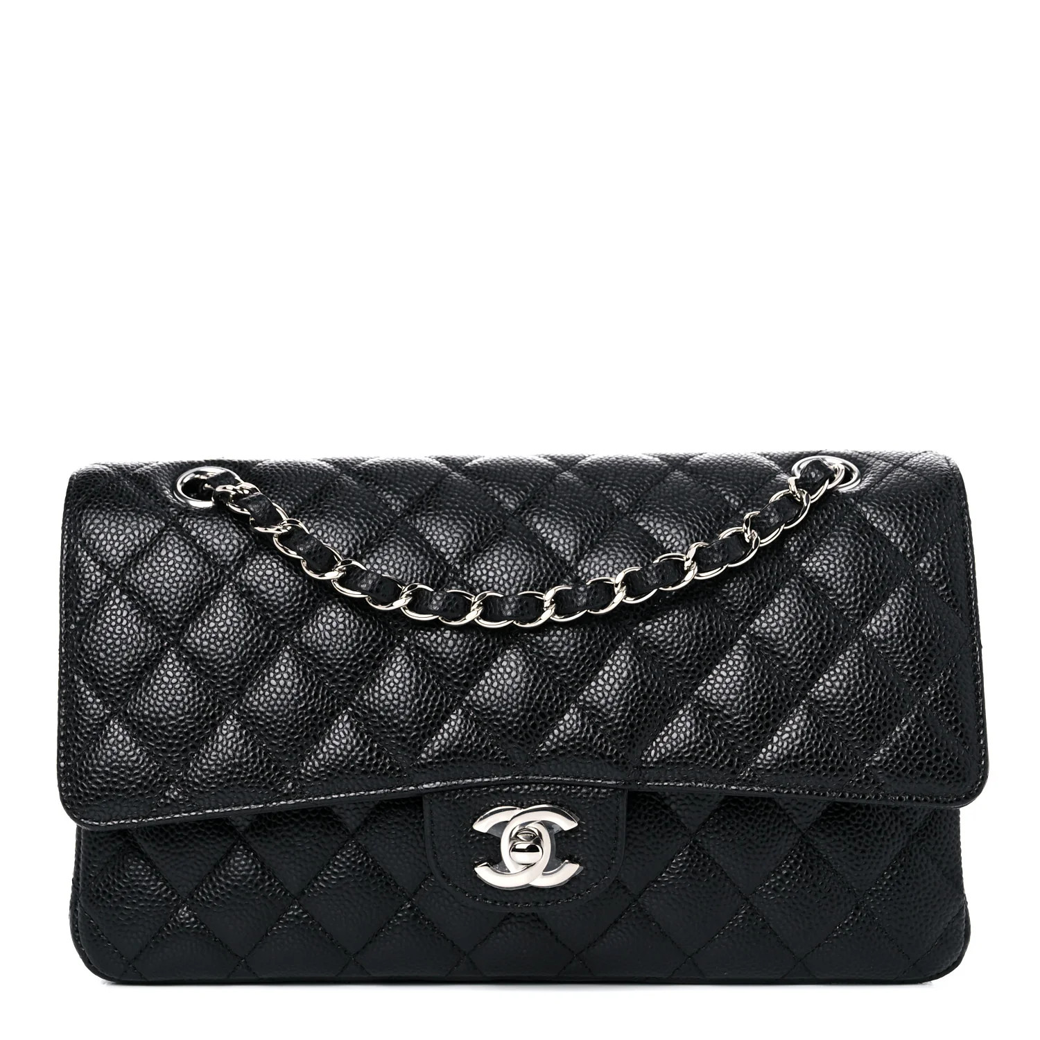 Caviar Quilted Medium Double Flap Black | FASHIONPHILE (US)