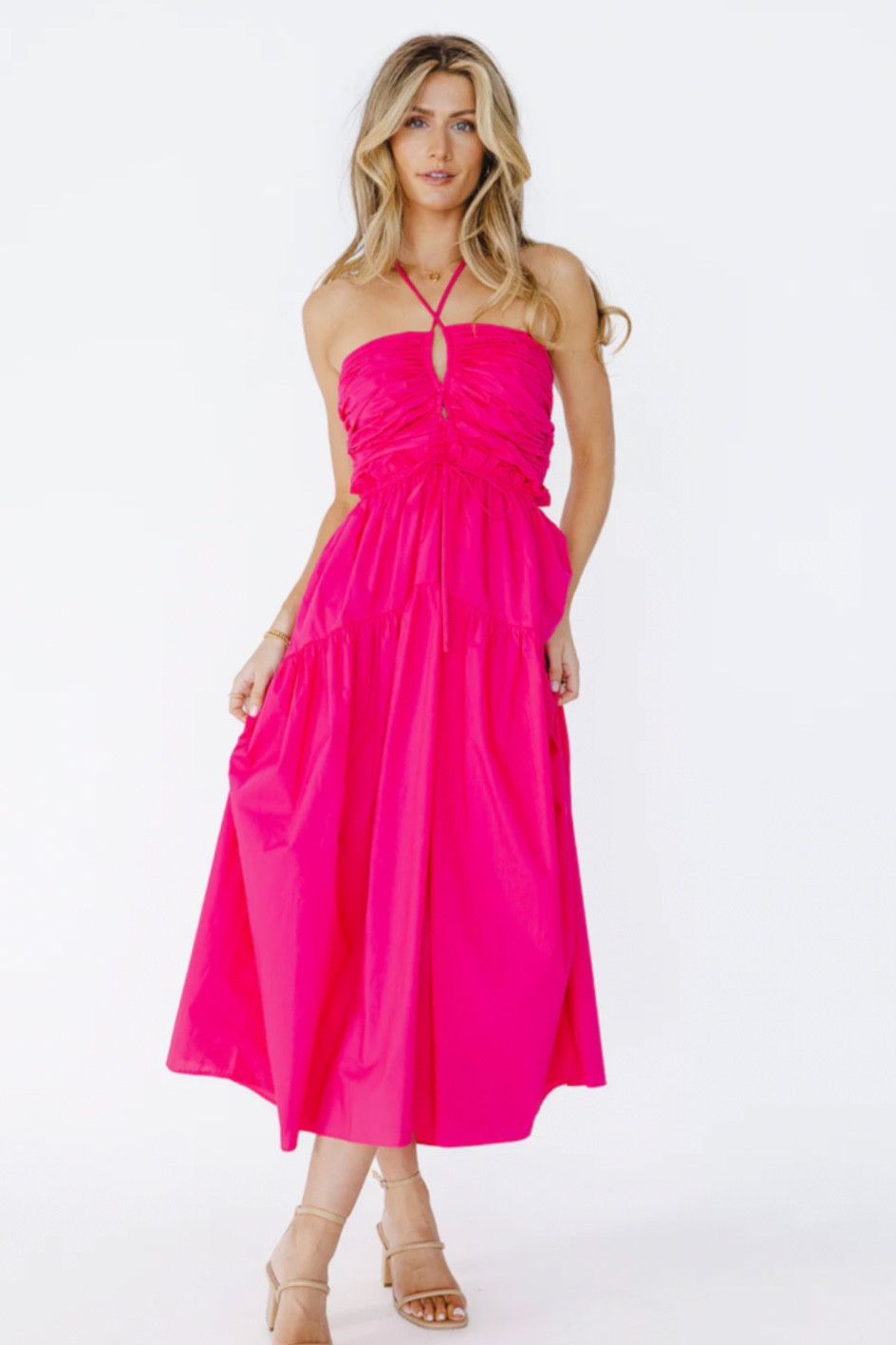 Hot pink dress for Summer, beach dress, travel outfit, midi length. 

#LTKtravel #LTKSeasonal #LTKunder100