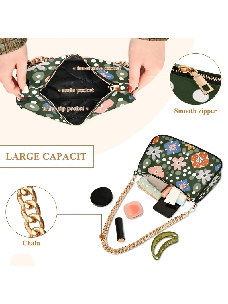 FORMRS Womens Shoulder Bag with Chain Strap Clutch Purse Cute Tote Handbag, Blue Geometric Flower... | Walmart (US)