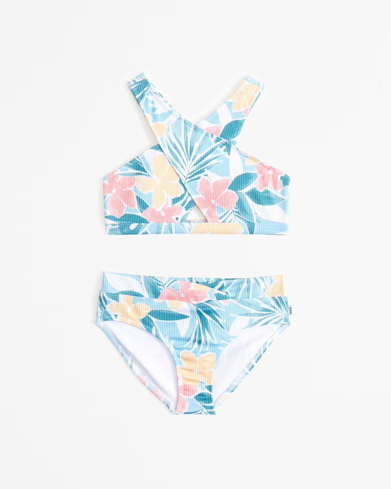 high-neck wrap-front two-piece swimsuit | Abercrombie & Fitch (US)