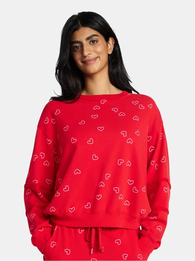 Valentine's Day Women's Love Scatter Graphic Fleece Top from Way to Celebrate, Sizes S-XXXL | Walmart (US)
