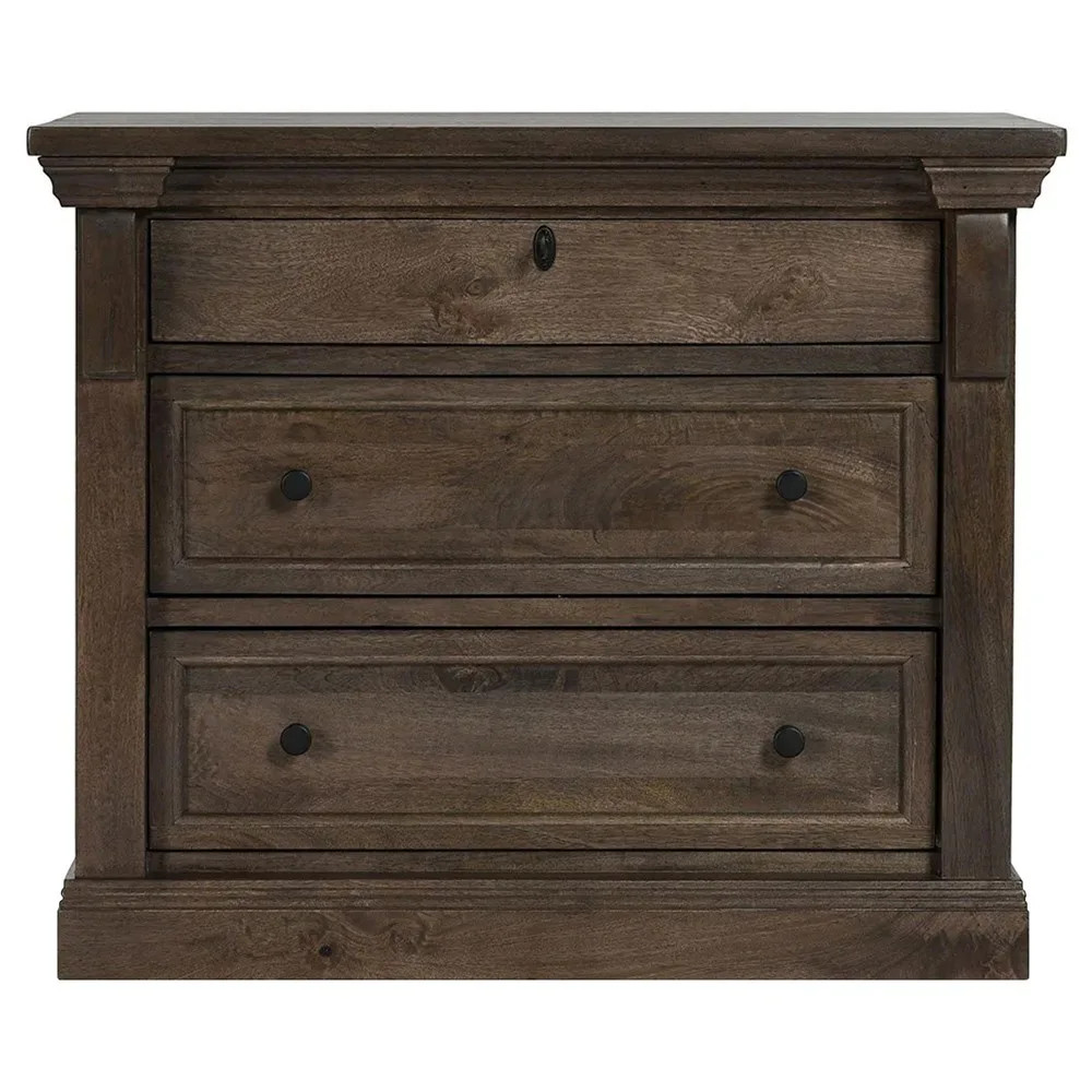 Melany French Country Brown Mango Wood Nightstand | Kathy Kuo Home