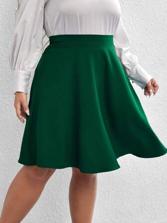evoluSHEIN Plus High Waist Solid Skirt | SHEIN