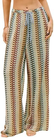 ZAFUL Womens Beach Cover Up Pants Sexy Crochet Drawstring Elastic Boho Swimsuit Cover Up Long Pan... | Amazon (US)