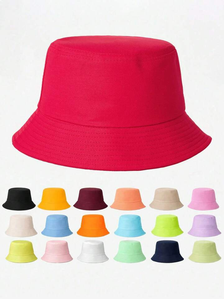 1pc Unisex Solid Color Plain Bucket Hat, Breathable, Versatile, Suitable For Outdoor Casual Sun ProtectionMen's Sun Hat Summer Hat, Suitable For Summer Outdoor Activities Such As Hiking And Fishing | SHEIN