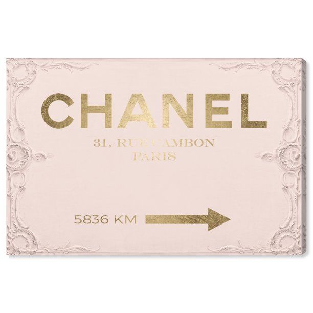 Runway Avenue Fashion and Glam Wall Art Canvas Prints 'Couture Road Sign Rococo Gold Blush' Home ... | Walmart (US)