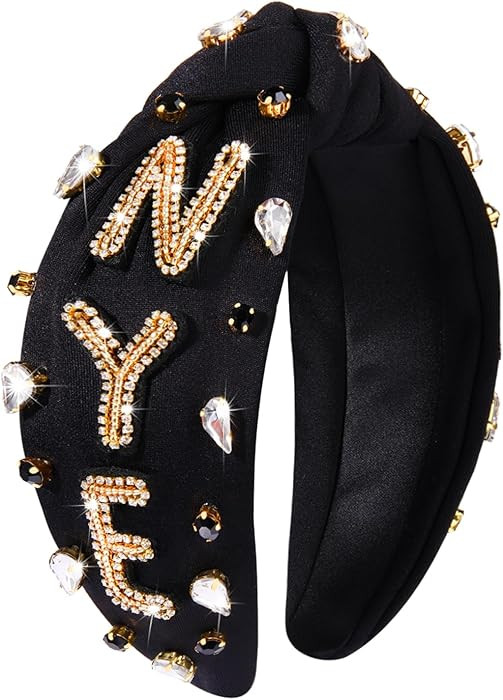 Happy New Year Headband for Women New Year’s Eve Accessories Gold Beaded NYE NEW YEAR Knotted H... | Amazon (US)