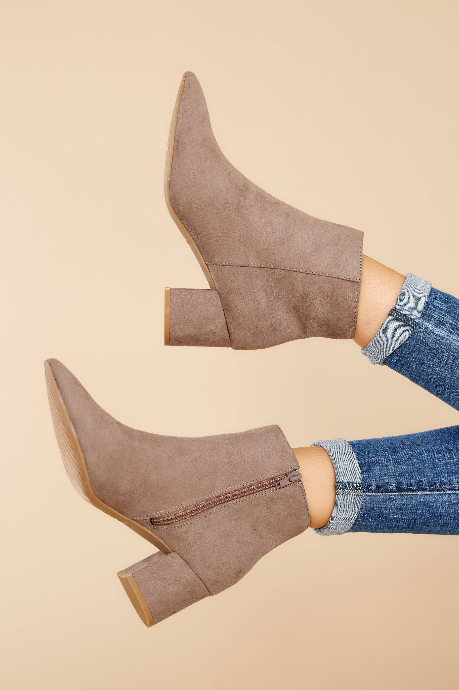Keep Walking Taupe Booties Grey | Red Dress 