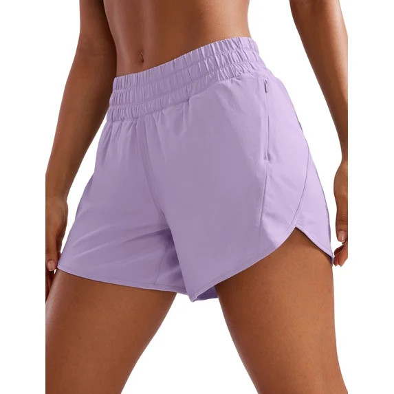 CRZ YOGA Athletic Shorts for Women 5" High Waisted Quick Dry for Running Workout Track with Zip P... | Walmart (US)