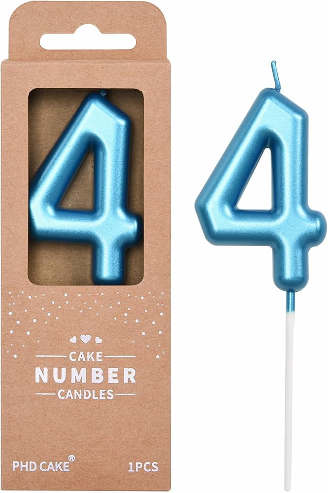 PHD CAKE 2.76 inch Classical Blue 4 Number Birthday Candles, Blue Number Candles, Cake Number Can... | Amazon (US)